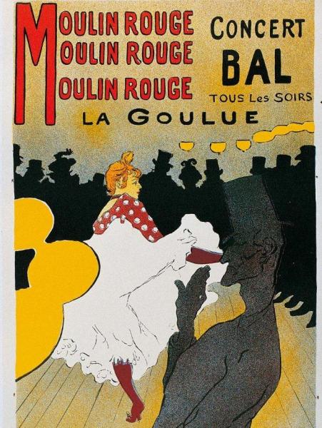 Moulin Rouge (La Goulue), H. de Toulouse-Lautrec, Lithographie, 1891 © François Pons, Musée Toulouse-Lautrec, Albi, Tarn, France