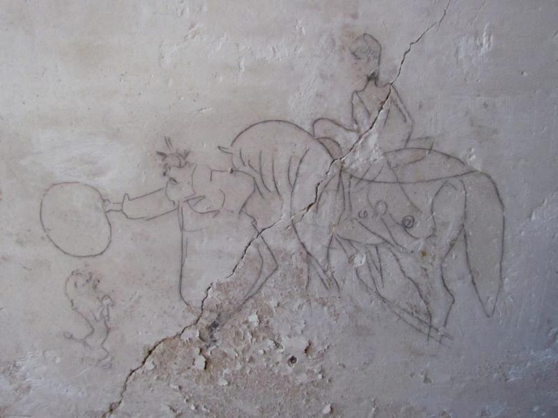 Scène de cirque, Toulouse-Lautrec, mur de l'orangerie, Château du Bosc, Aveyron