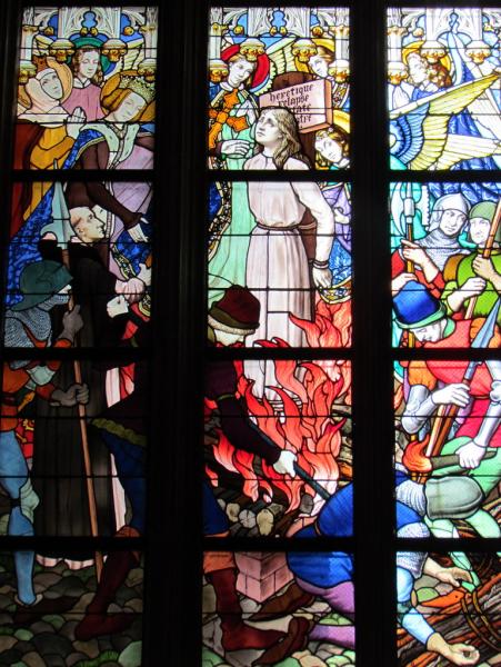 Jeanne d'Arc au bûcher, vitrail, cathédrale d'Orléans